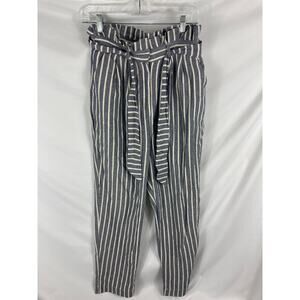 Urban outfitters Tie Waist Paperback Pants Linen blend Blue White Size 6